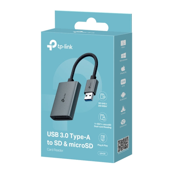 TP-Link USB-C-Kartenleser – SD/microSD – USB 3.2 Gen 1 (5 Gbit/s) – Grau – für Android, iOS und mehr