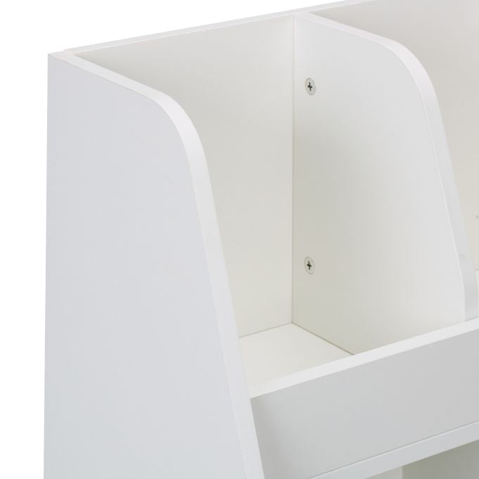 Relaxdays Kinderregal – 5 Böden – 60,0 × 30,0 × 66,0 cm – 25 kg – weiss/hellbraun – Faserplatte, Holz – 1 Stk.
