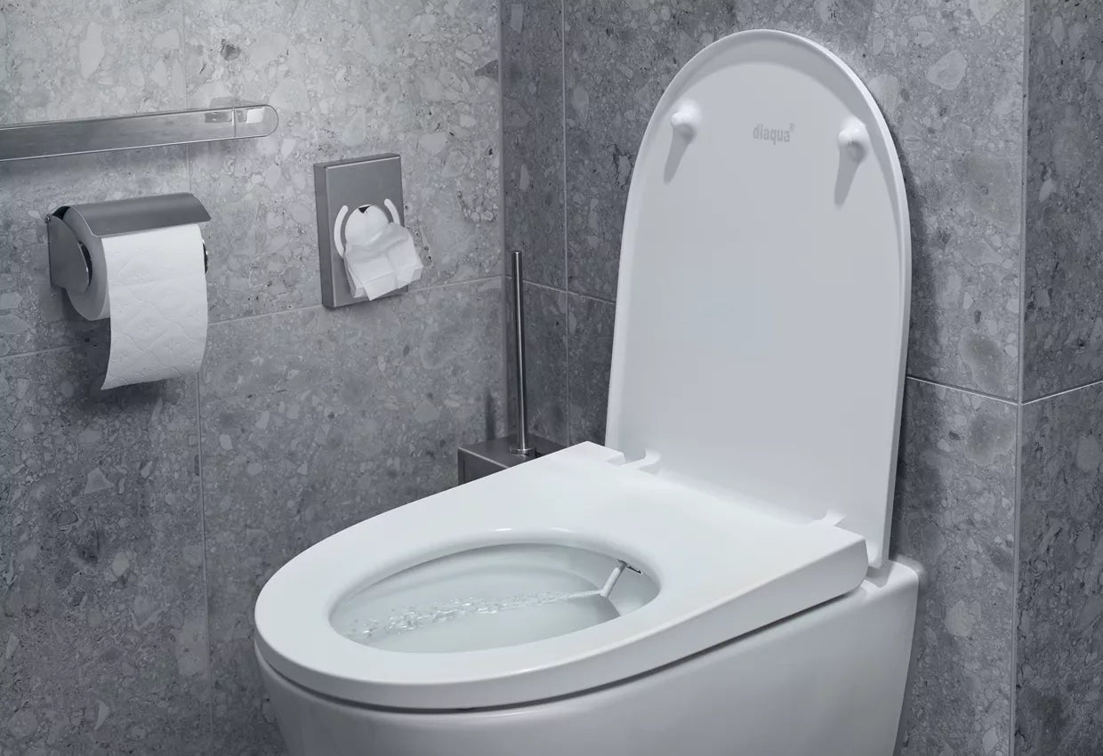 Diaqua Toilettensitz – Duroplast, weiss, verlängert, mit Deckel, Soft-Close, 42–48,3 × 37 cm
