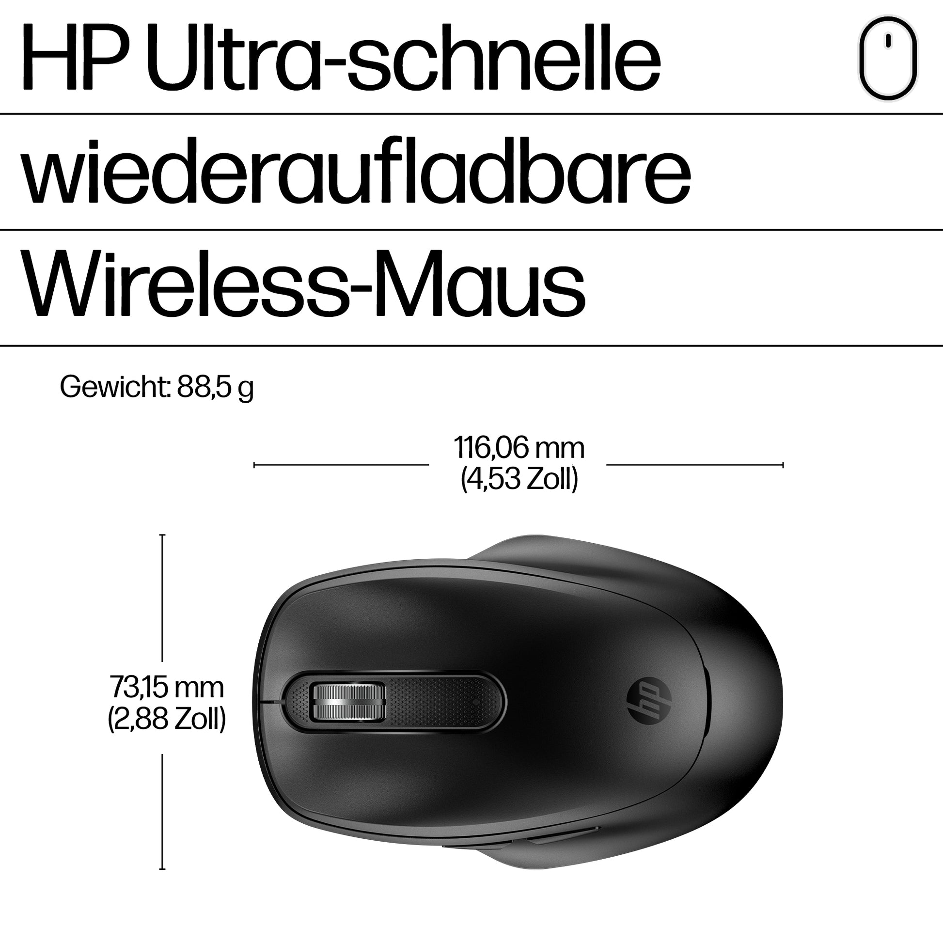 HP 510 Maus – kabellos, wiederaufladbar