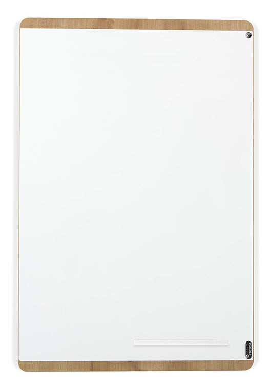 Rocada Whiteboard – 115 × 75 cm, lackierter Stahl, magnetisch, Holzrahmen, Eiche, Wandmontage