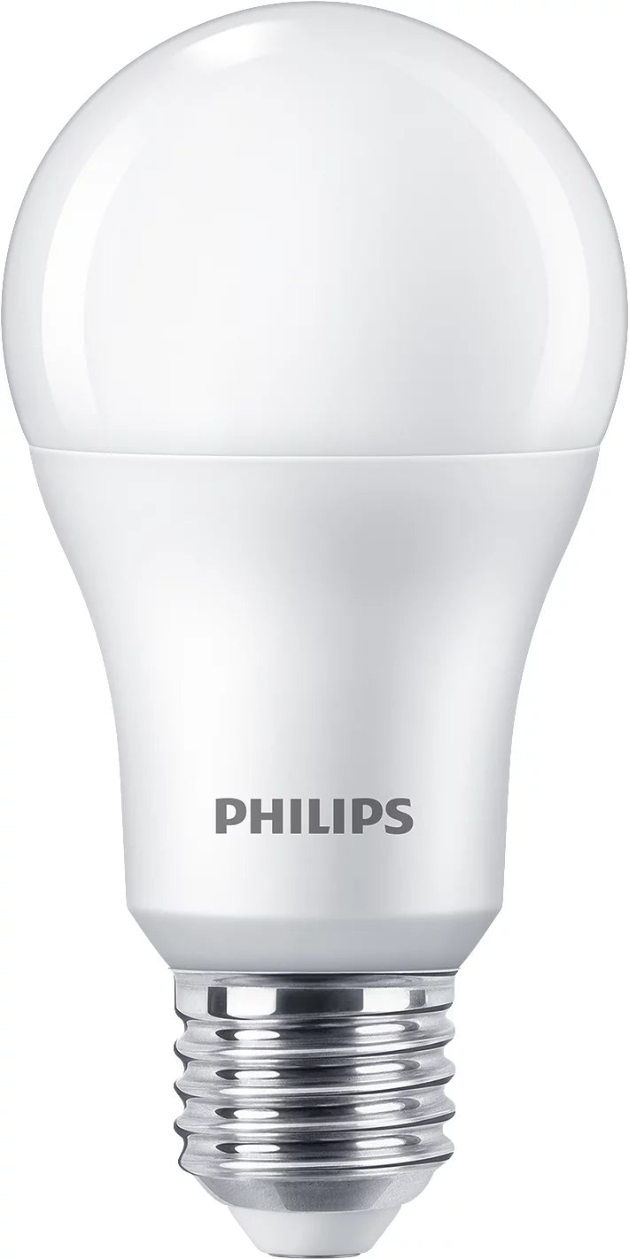 Philips by Signify Philips LED-Leuchtmittel E27 A-Form – Warmweiss 2700 K, 1521 lm, 13 W – IP20 – 2 Stk. – Weiss/Aluminium
