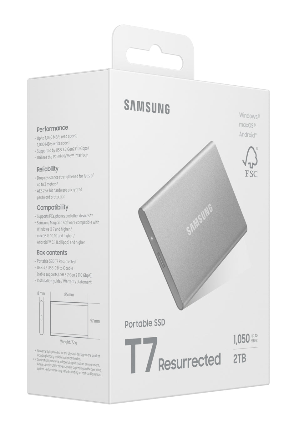 Samsung Externe SSD – 2 TB, USB Typ-C (USB 3.2 Gen 2), Hardwareverschlüsselung