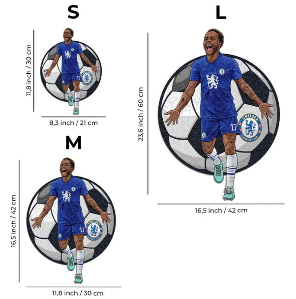 Iconic Puzzles Puzzle Chelsea FC – Raheem Sterling – 270 Teile – 30 × 42 cm – ab 14 J. – Holz – FSC