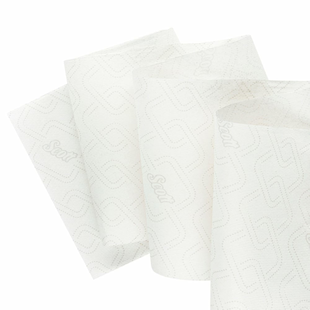 SCOTT Handtuchrolle – 1-lagig, Weiss – 198 × 350 m – Kern Ø 112 mm – Sack 6 Rollen – FSC, EU Ecolabel