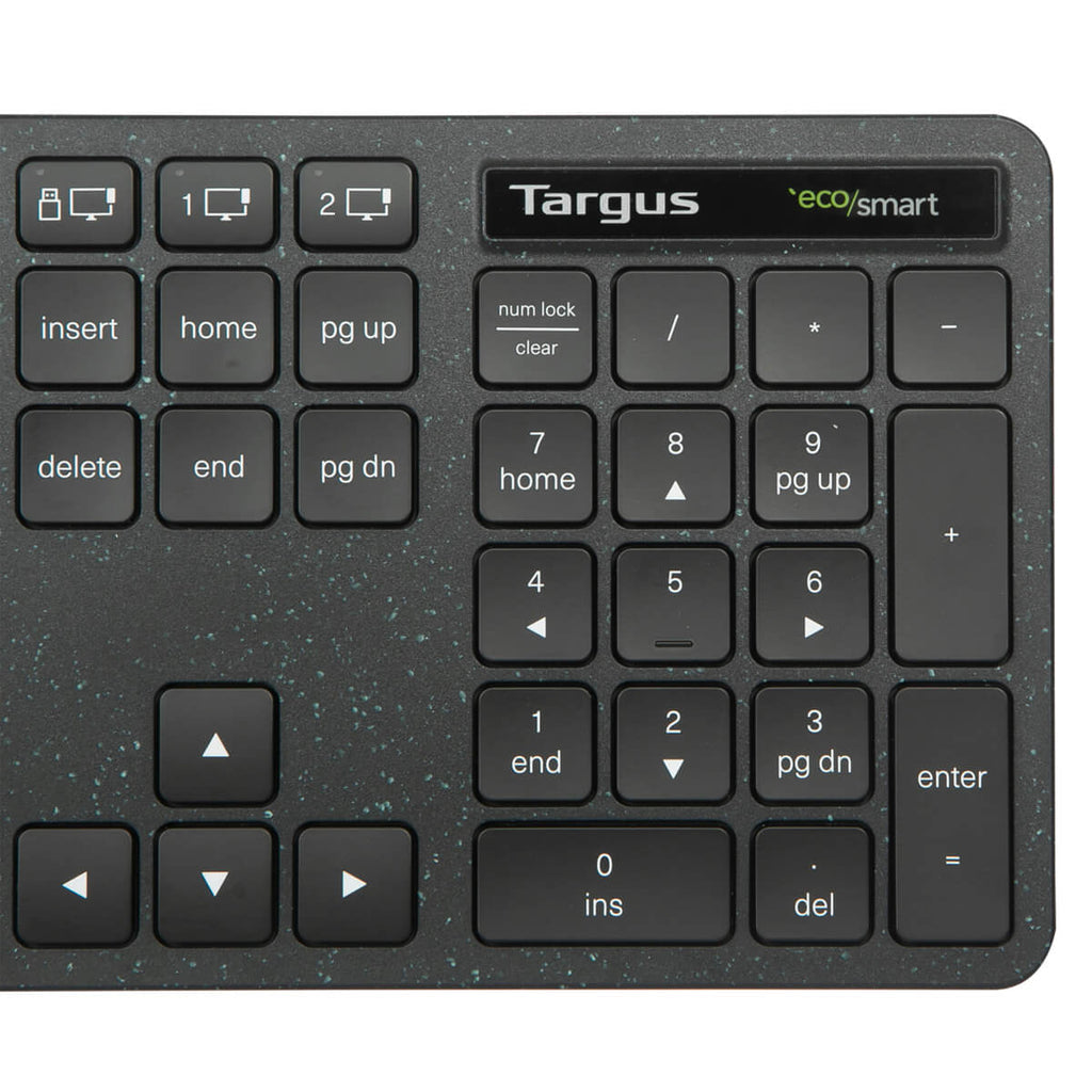 Targus ECOsmart AKB873NO – Tastatur – 100% – Bluetooth & 2,4 GHz – QWERTY (Nordic) – antimikrobiell – schwarz