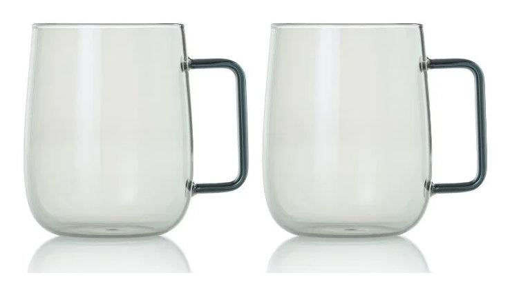AdHoc Teetasse Yuna – 2er Set, 560 ml, Ø 9,0 cm, Borosilikatglas, Hellgrau, spülmaschinenfest, hitzebeständig