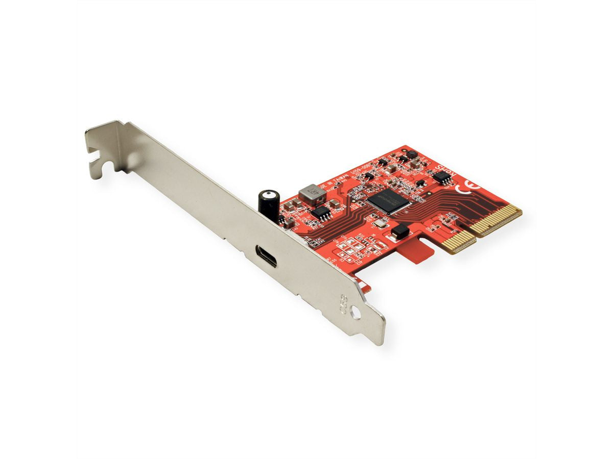 ROLINE PCIe USB-C Karte – 2× USB 3.2 Gen 2x2 (20 Gbit/s) – PCIe 3.0 x4, Low-Profile – für Windows 10/Mac OS X