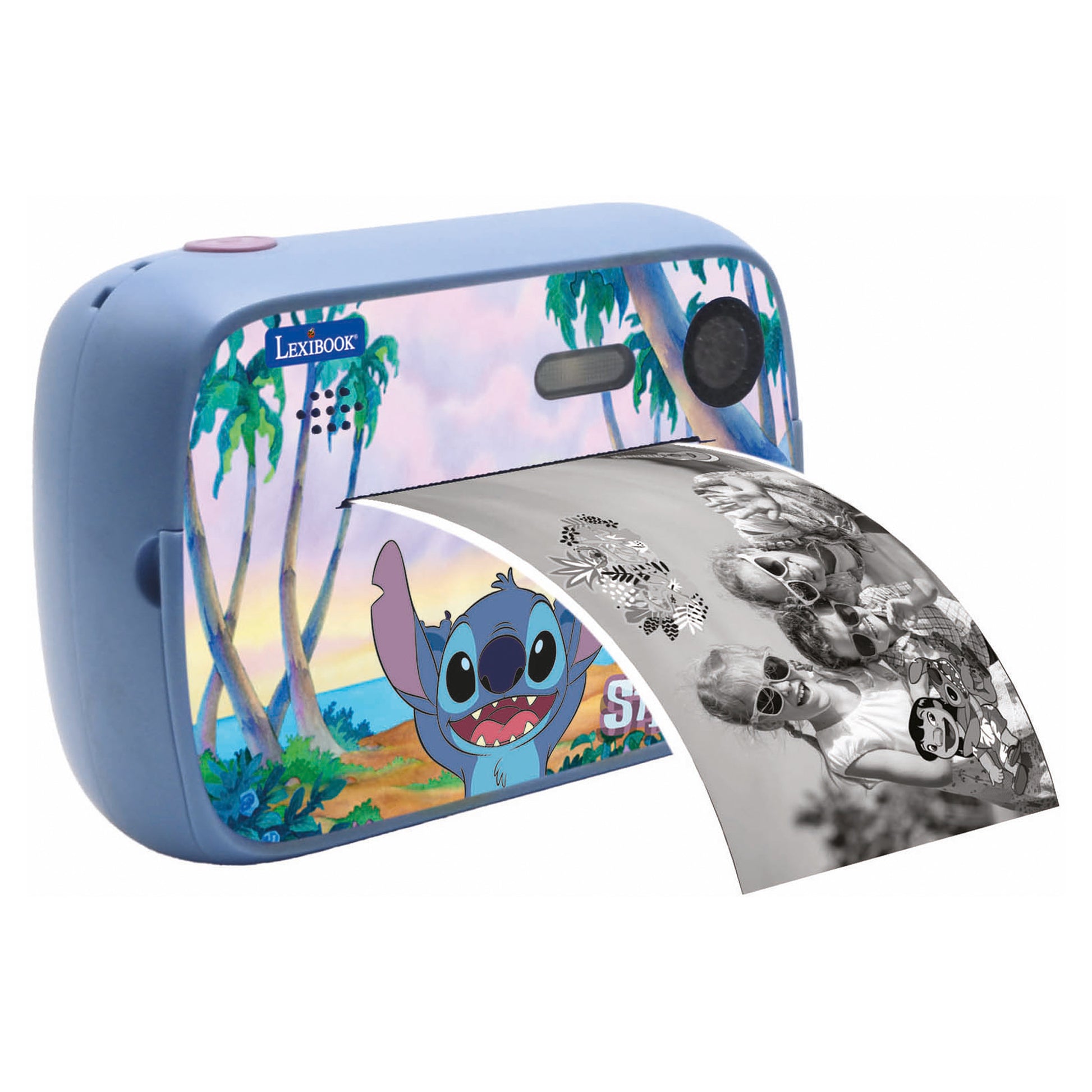 Lexibook STITCH Sofortdruckkamera – 12 MP, 8 GB Speicher, SD bis 32 GB, Akku 5 h – ab 4 J. – mehrfarbig