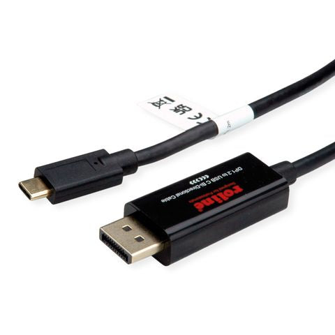 ROLINE USB-C zu DisplayPort Kabel – 4K (3840 × 2160) @ 60 Hz, DisplayPort 1.2, 2 m – Schwarz