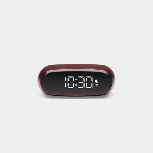 LEXON Minut Wecker – digital – 6,5 × 4,5 × 2,5 cm, dunkelrot, Aluminium, Schlummerfunktion, USB