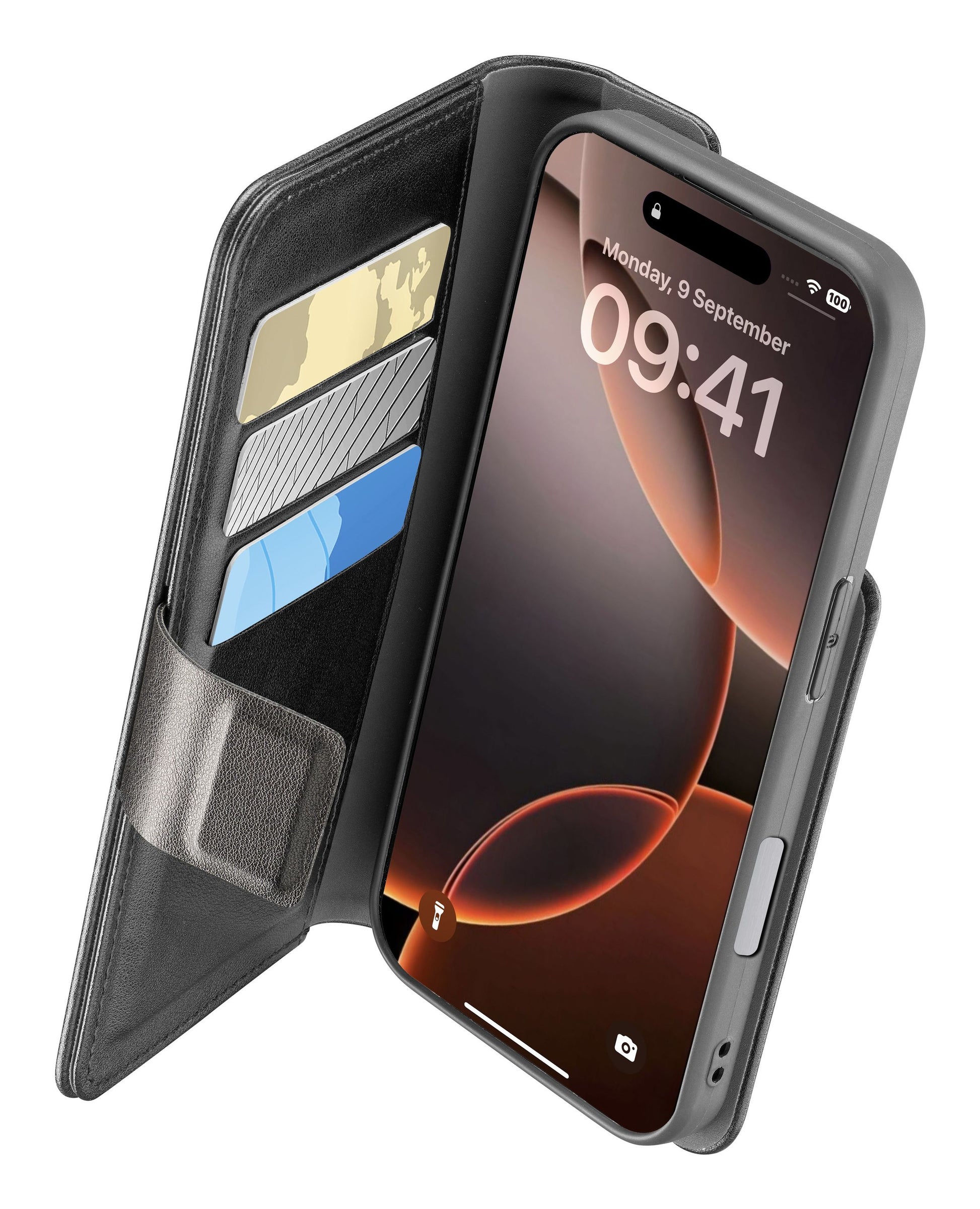 Cellularline Book Agenda 2 Wallethülle – für Apple iPhone 16 Pro Max, PU, Schwarz, Magnetverschluss