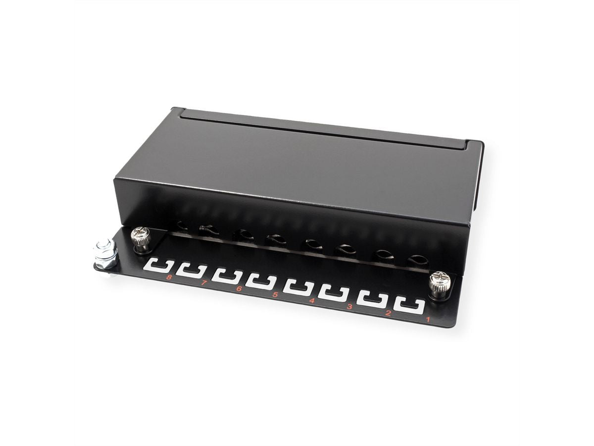 ROLINE Patchpanel Cat.5e – 8 Ports, geschirmt, 1U, Wandmontage, schwarz