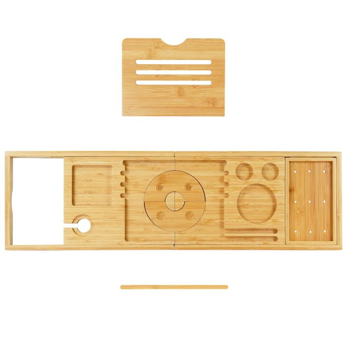 Relaxdays Badewannenablage – 105×22×3,5 cm, Bambus (100%), freistehend, Hellbraun