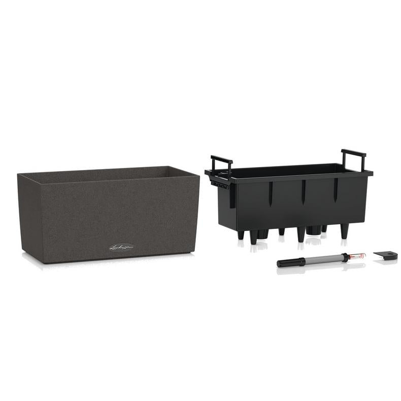LECHUZA BALCONERA Stone Pflanzgefäss – 40 × 19 × 19 cm – Kunststoff, schwarz