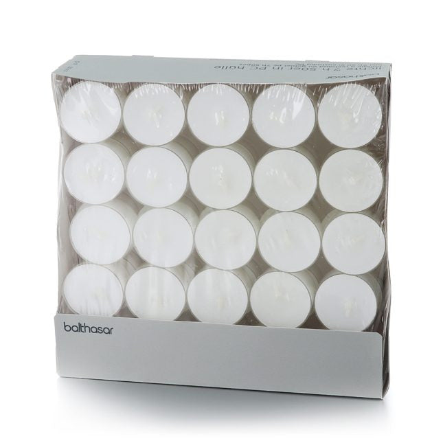 Balthasar Teelichter – 50 Stück – Ø 3,8 × 2,4 cm – Paraffin, weiss