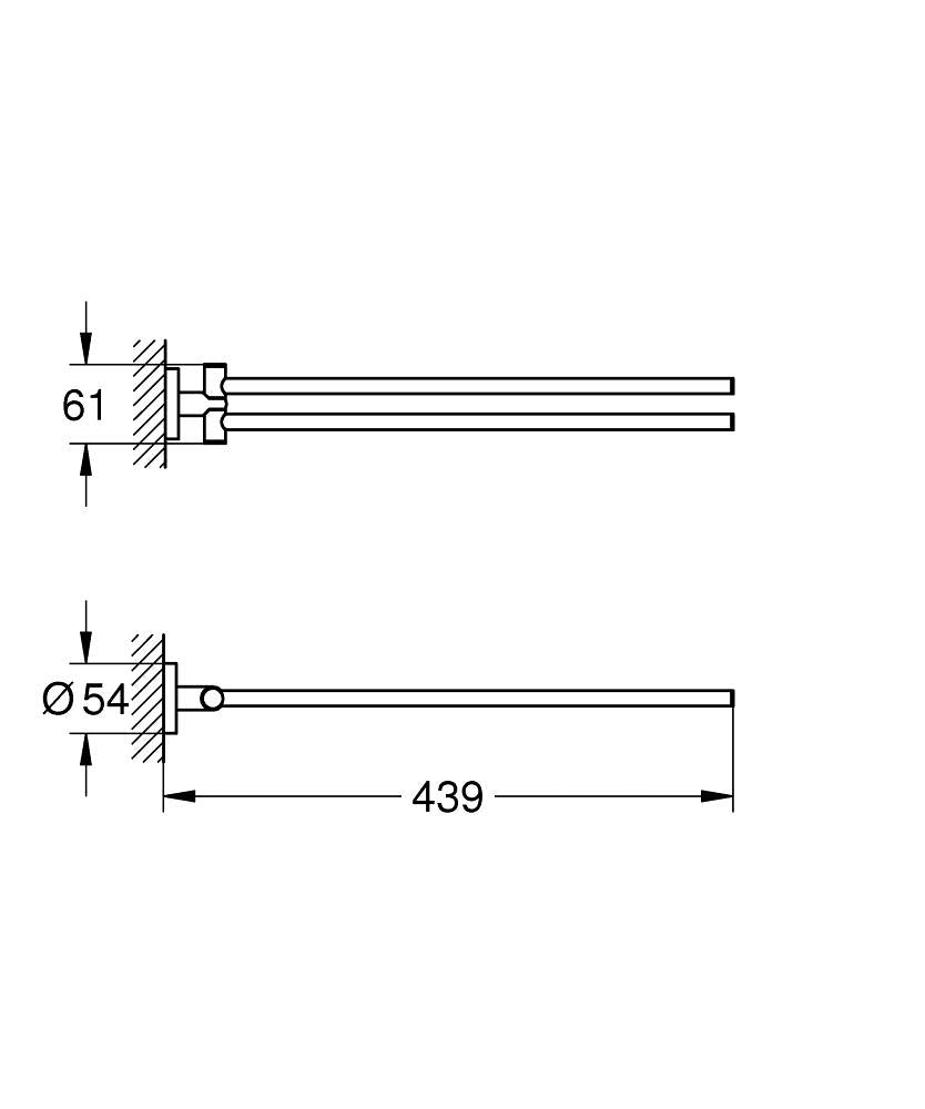 GROHE Handtuchhalter Start (doppelt) – 43,9×5,4×6,1 cm, Metall, 5 kg, Verschraubt, Schwarz