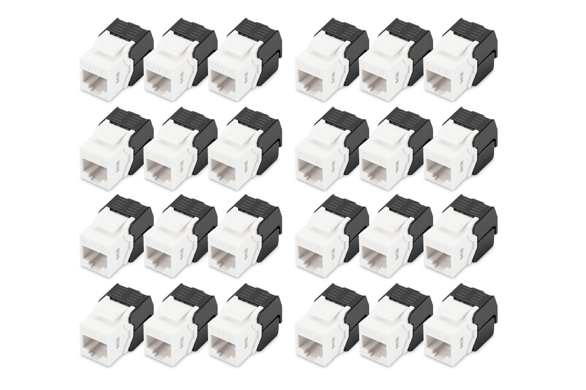 Digitus RJ-45-Kupplung – RJ-45 LSA, Cat6, 1GBase-T, 24er Pack, Schwarz, Weiss