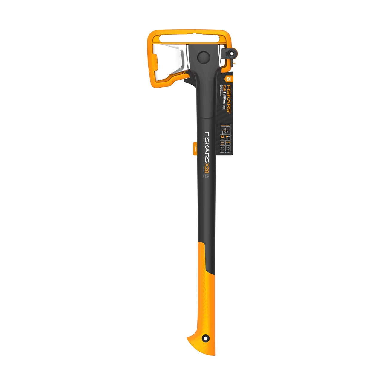 Fiskars X28 – Spaltaxt 710 mm, Stahlkopf, mit Schutzkappe, Orange/Schwarz