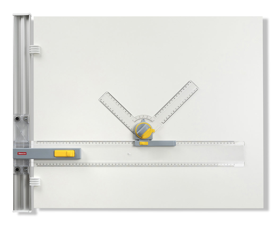 Aristo Zeichenplatte A2, Stop-&-Go-Mechanismus, Grau/Transparent/Weiss/Gelb