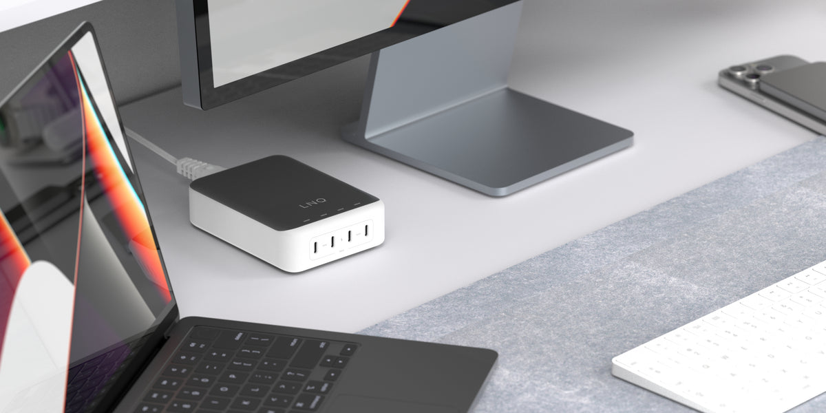 LINQ USB-Desktop-Ladegerät 240 W – USB-C×4, PD 3.1, GaN – für USB-C/USB-A Geräte