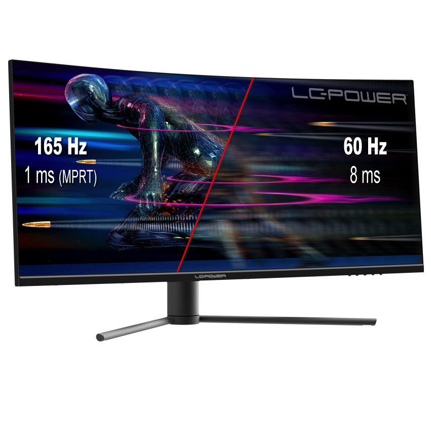 LC-Power LC-M34-UWQHD-165-C – Monitor, 34", 165 Hz, 350 cd/m², Gebogen, Höhenverstellbar, VESA 75 × 75, Schwarz