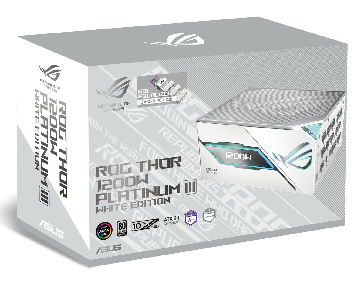 ASUS ROG Thor 1200P3 ATX-Netzteil 1200 W 80 PLUS Platinum – vollmodular, ATX 3.1, 12VHPWR – Weiss