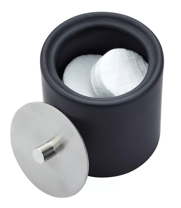 Diaqua Aufbewahrungsbox (Bad) Zylo – Ø10,7×12 cm, Keramik/Metall, freistehend, Schwarz