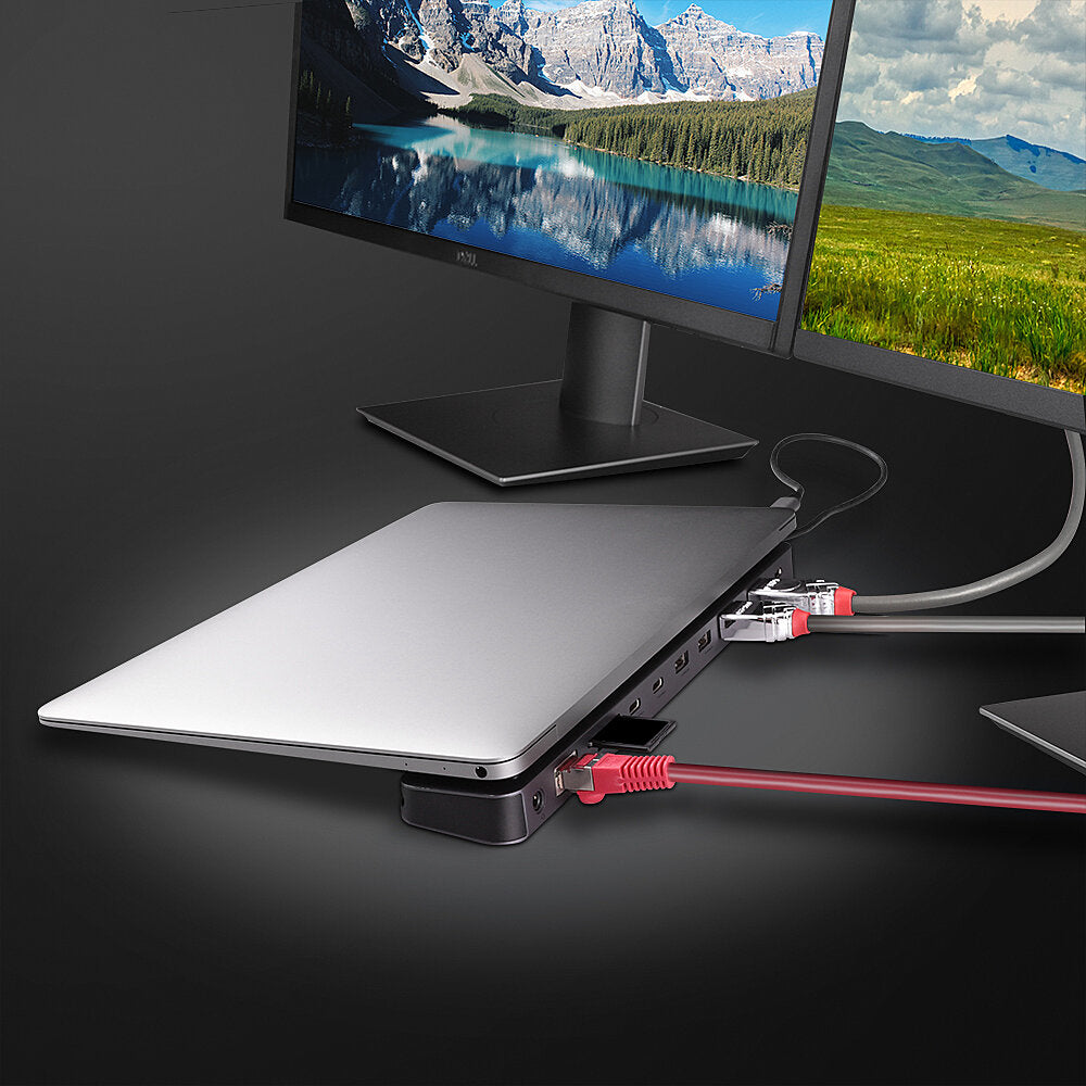 Lindy DST-Mini XT 810 Dockingstation – USB-C, 1× DP, 1× HDMI, 2× USB-A, 2× USB-C, 100 W PD, GbE, SD/microSD