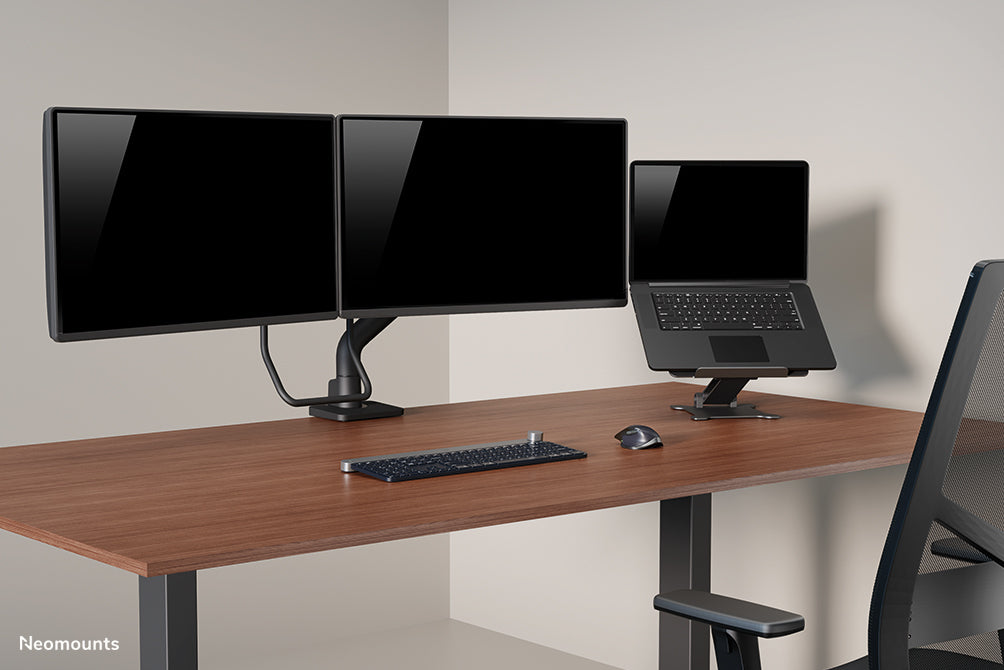 Neomounts DS75S-950BL2 – Tischhalterung, 2 Monitore, bis 27", VESA 75 × 75 mm, 8 kg, neigbar, schwarz