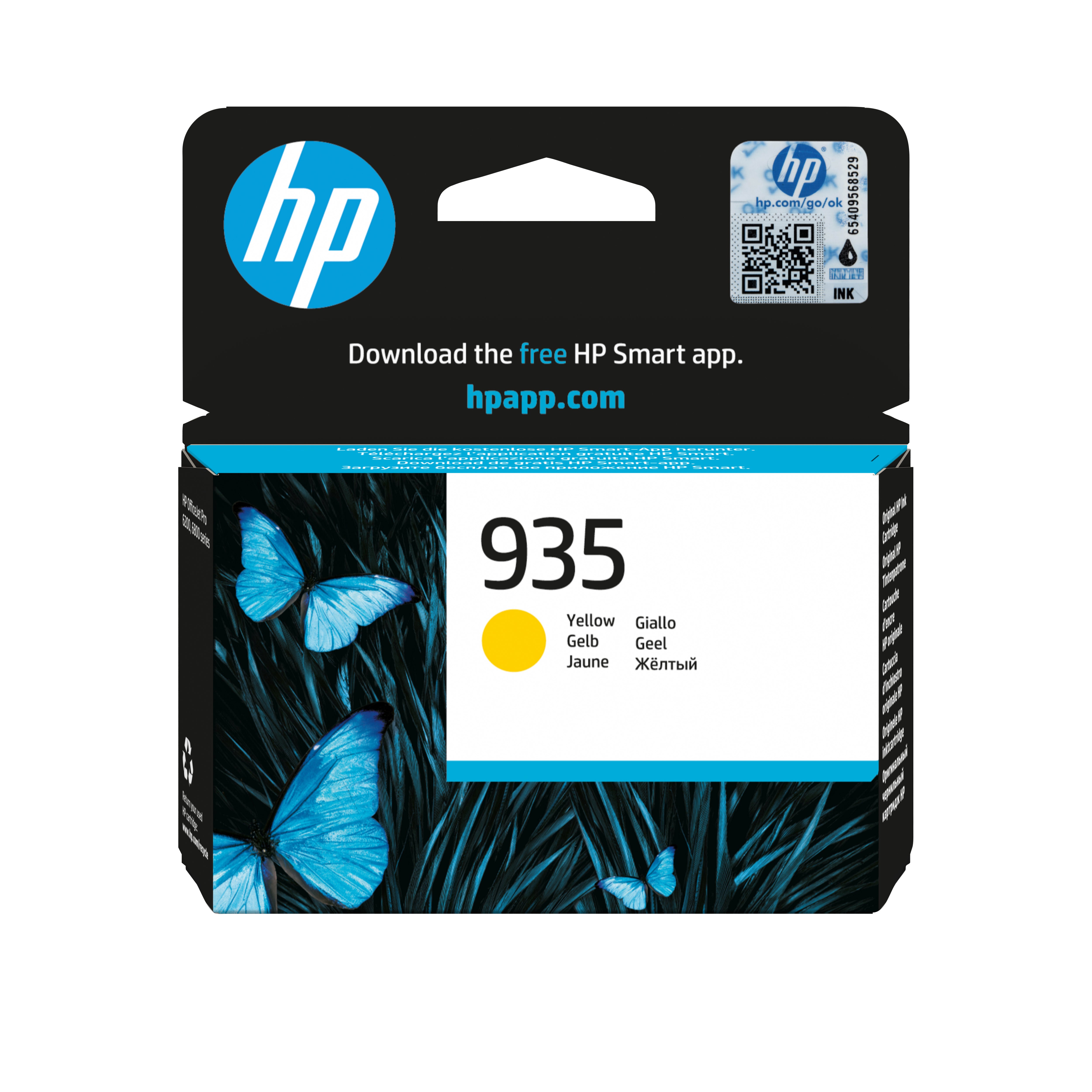 HP 935 Gelb Tintenpatrone (Original) – 400 Seiten – für OfficeJet 6820, OfficeJet Pro 6230 – C2P22AE