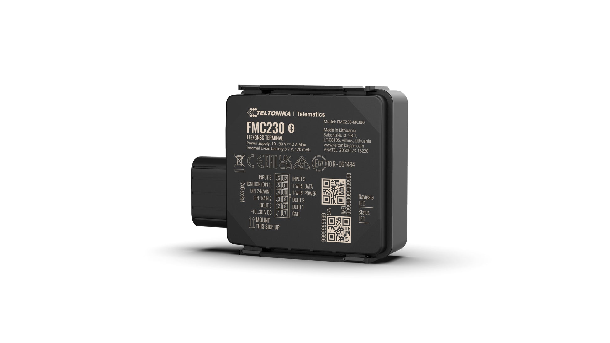 Teltonika FMC230 – GPS-Tracker, LTE (CAT 1), IP67, Single SIM, 6 h Akku, 170 mAh, Schwarz
