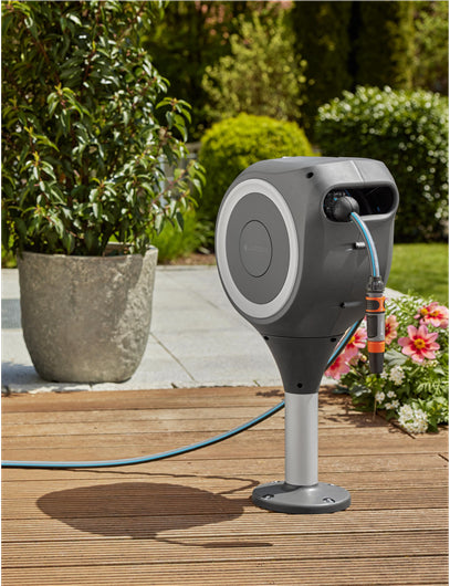 Gardena RollUp S Schlauchbox – für 15 m Schlauch – anthrazit/weiss/silber – frostbeständig – 398 × 727 × 228 mm