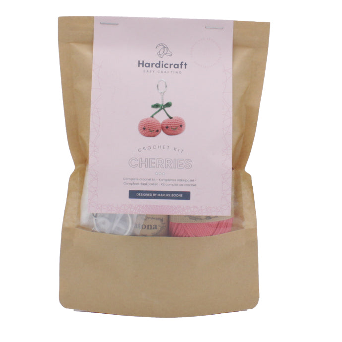 Hardicraft HC-40MB00 Häkelset Schlüsselanhänger Kirschen – 8 cm, Grün, Rot