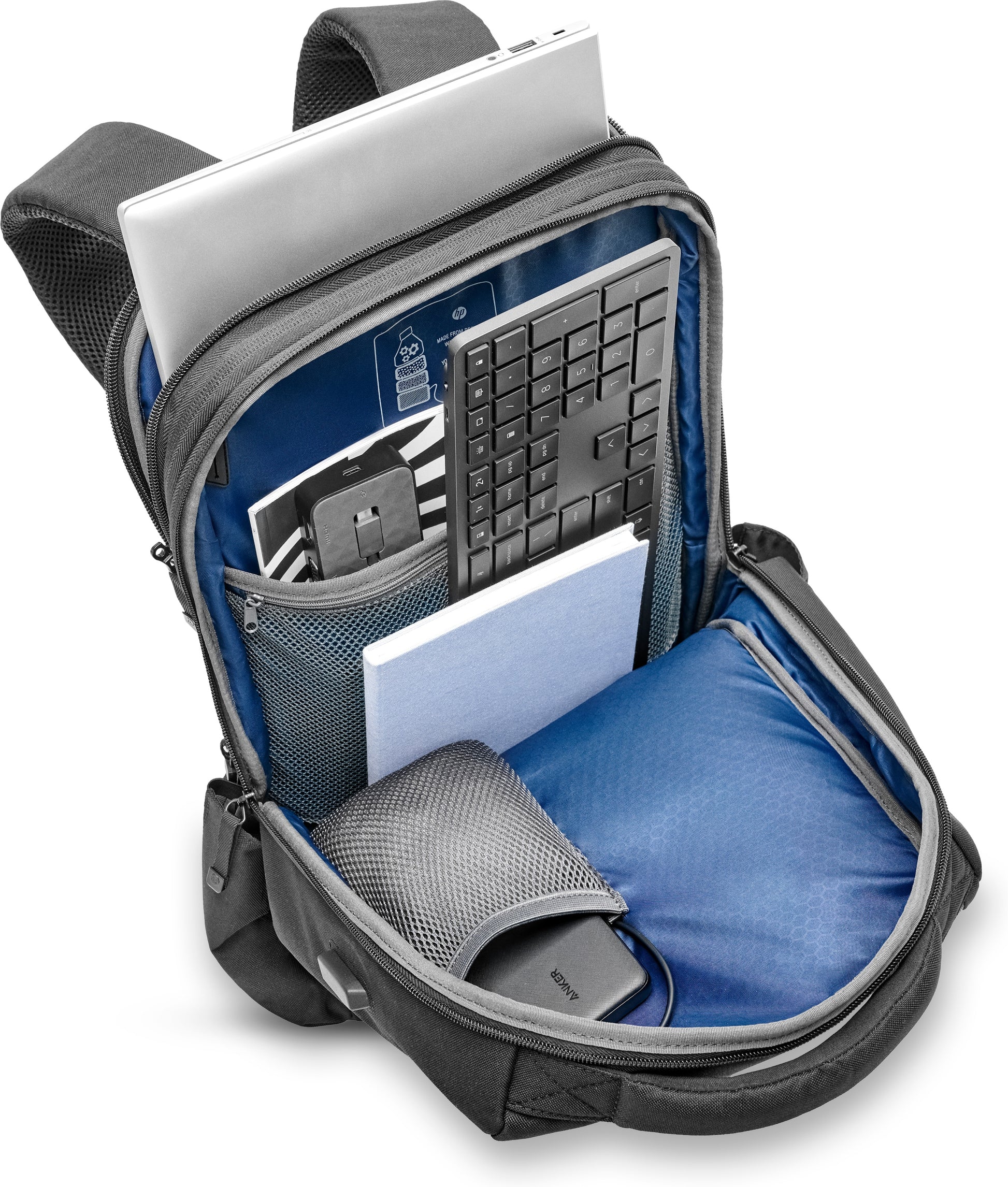 HP Notebook-Rucksack Renew Executive 16 – für 16,1", 17,2 l, rPET-Polyester – Schwarz, 290 × 432 × 155 mm