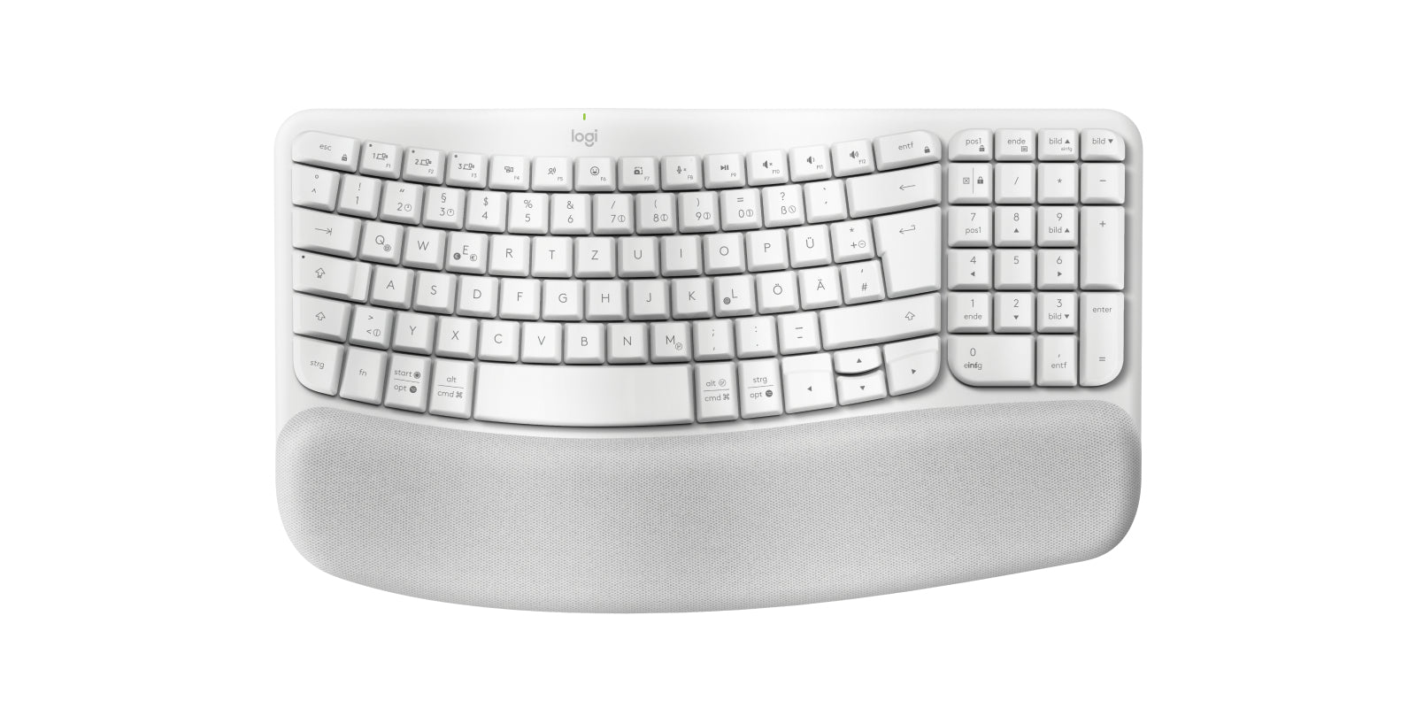 Logitech Wave Keys – Tastatur, kabellos (Bluetooth/2,4 GHz), DE-Layout (DE), ergonomisch, Offwhite