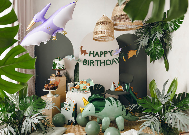 PartyDeco Girlande Happy Birthday Dino – mehrfarbig – 450 × 10 cm – Papier – 1 Stk