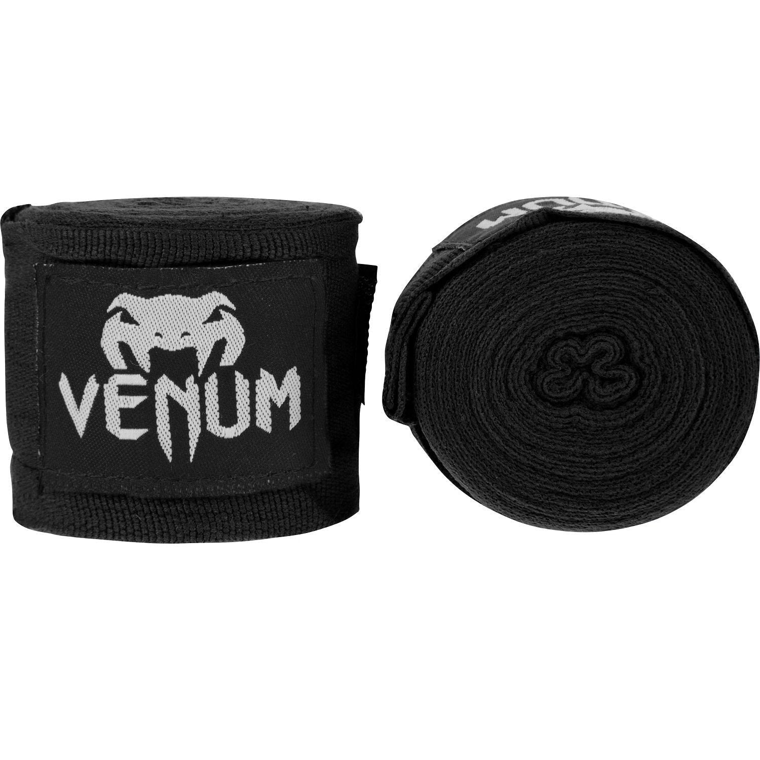 Venum Elastische Boxbandagen – 2,5 m, Baumwolle – Schwarz, waschbar bis 30 °C
