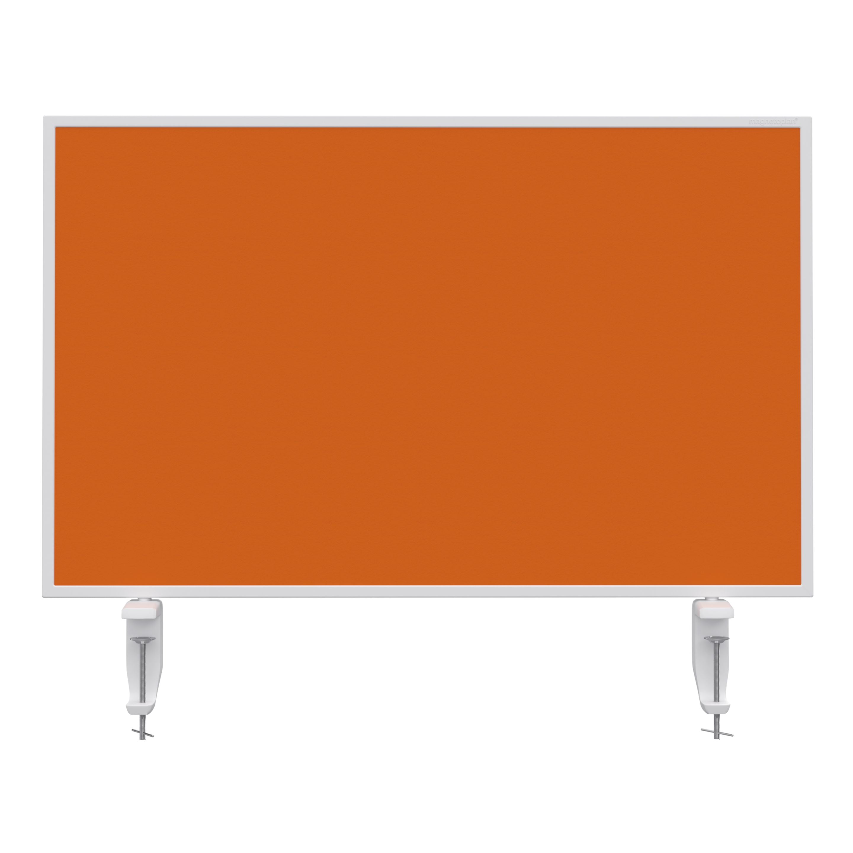 magnetoplan – Tischtrennwand VarioPin – 800 × 500 mm – doppelseitig (Whiteboard/Filz) – orange