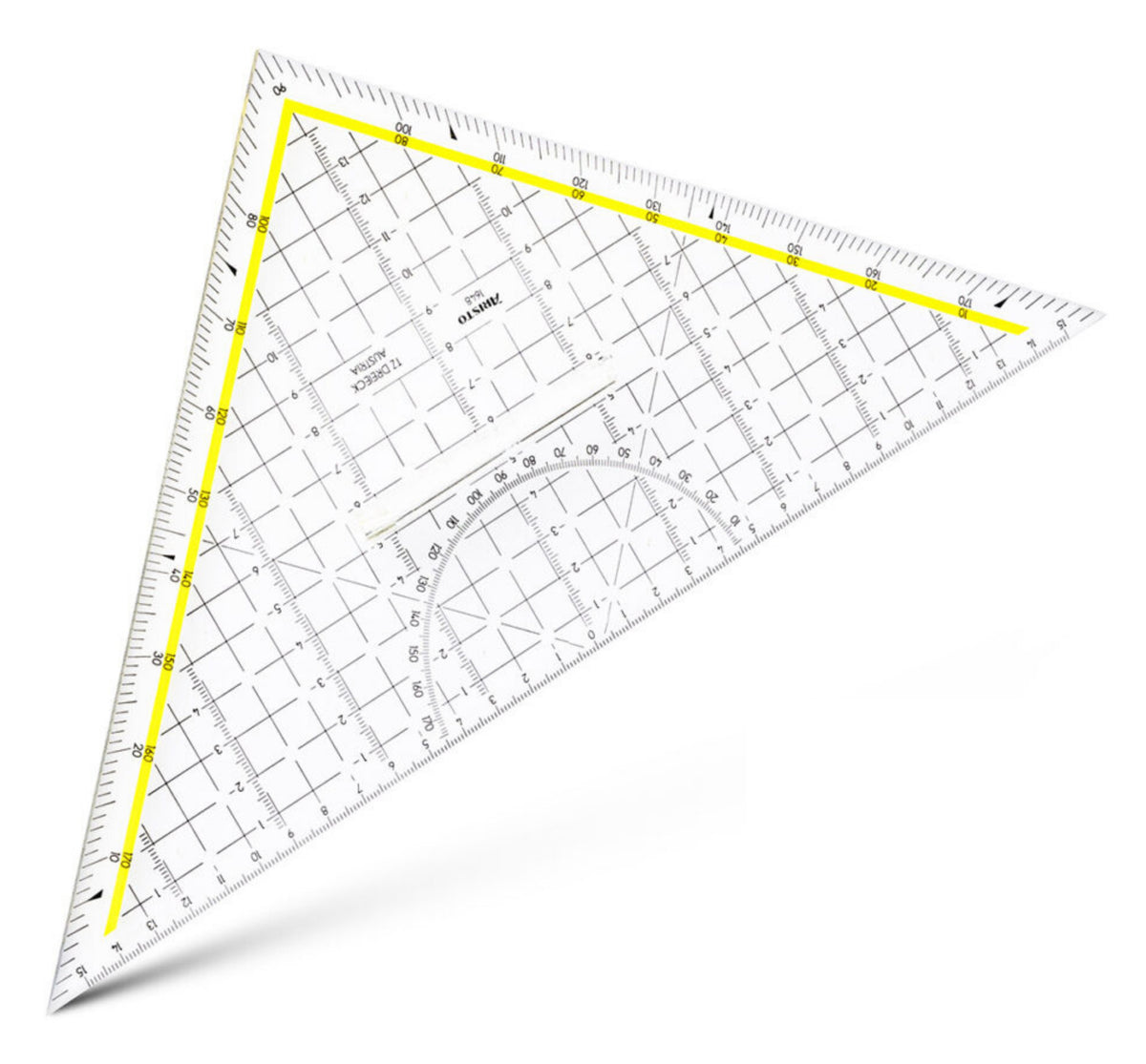 Aristo TZ-Dreieck Geodreieck, 32,5 cm, 45° – mit Griff, mit Tuschenoppen – Kunststoff, schwarz, gelb
