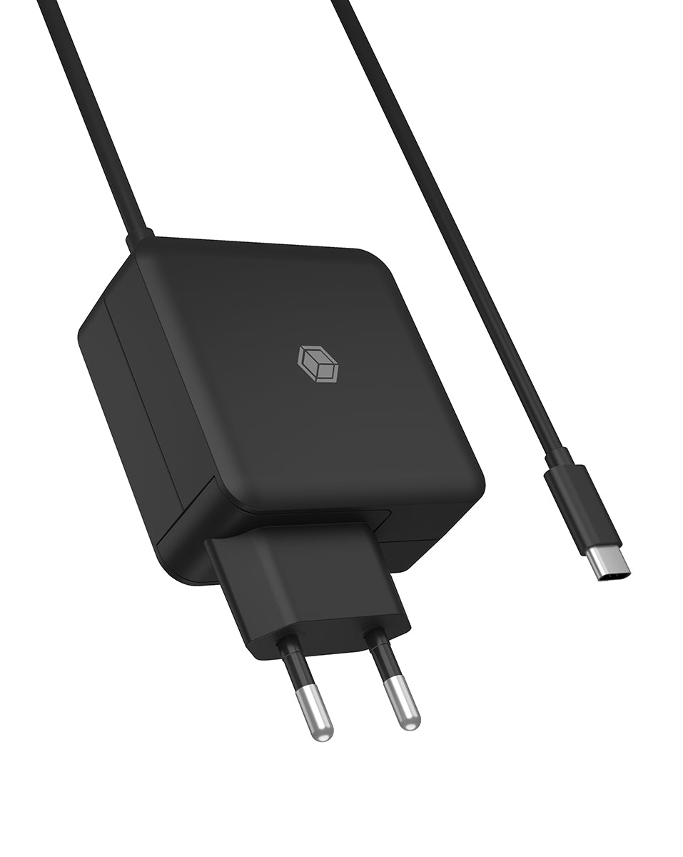 ICY BOX IB-PS111-PD USB-Ladegerät 65 W – USB-C×1 – PD 3.0, EU-Stecker (Typ C) – für universelle Geräte – schwarz