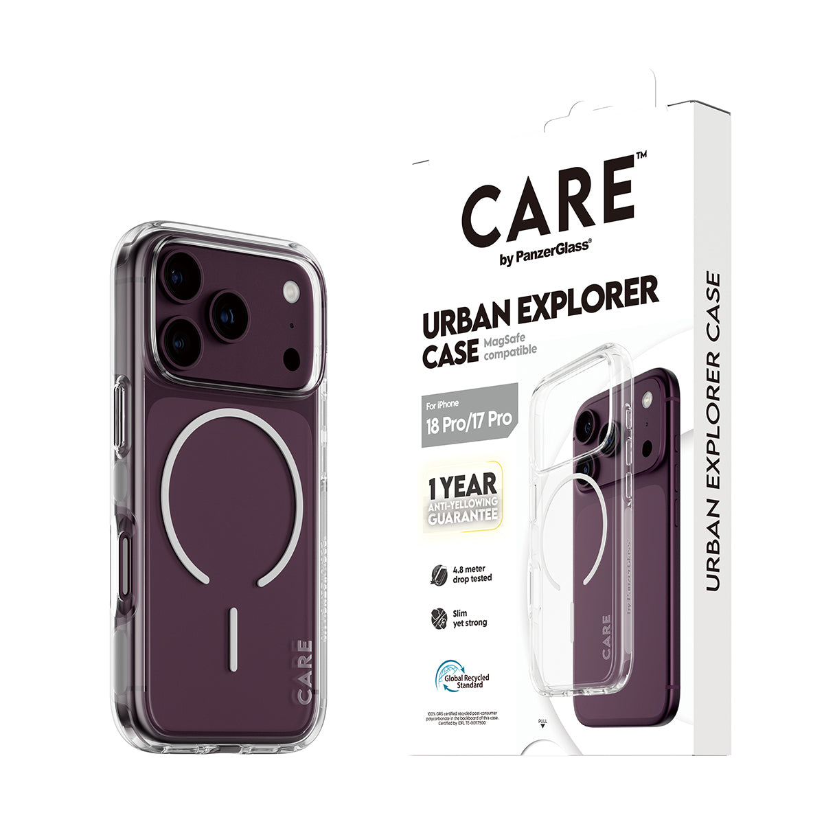 PanzerGlass CARE Urban Explorer Backcover – für Apple iPhone 18 Pro/17 Pro, Transparent, bis 4,8 m sturzsicher