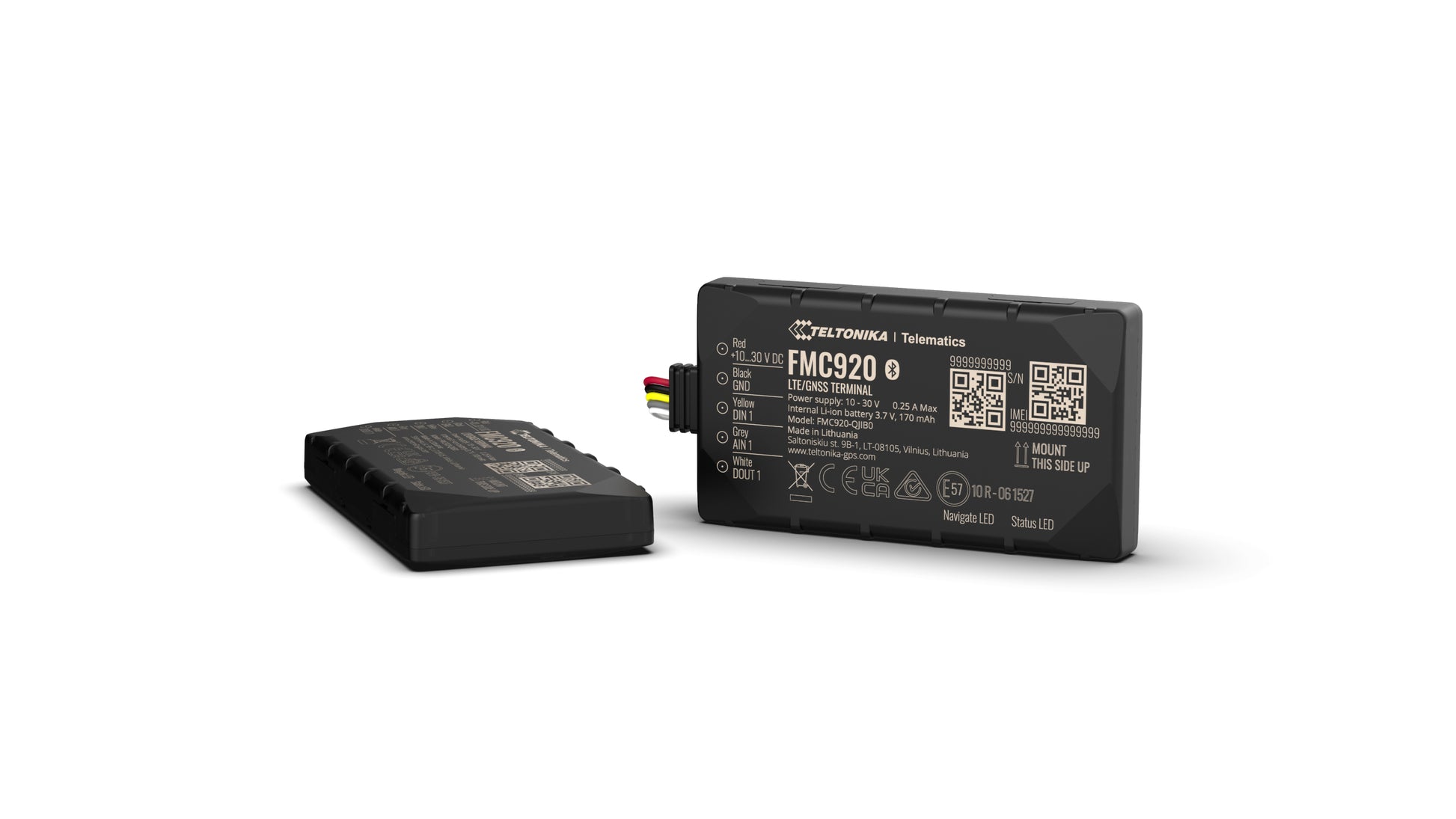Teltonika FMC920 – GPS-Tracker, Single-SIM, Akku 170 mAh, 6 h, IP54, Mikro-USB, Schwarz