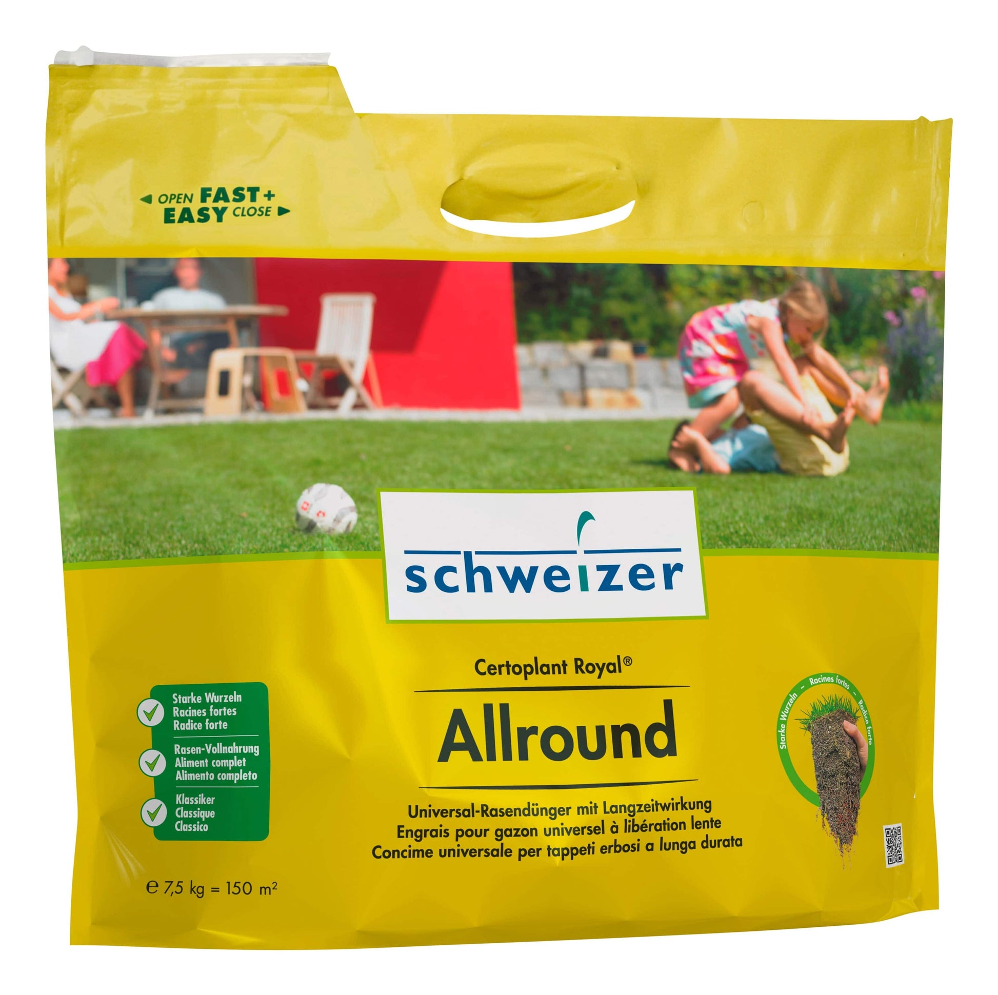 Eric Schweizer Certoplant Royal Allround – Mehrnährstoffdünger, NPK 16-5-8, 3 MgO, 0,2 Fe, 7,5 kg, für Rasen