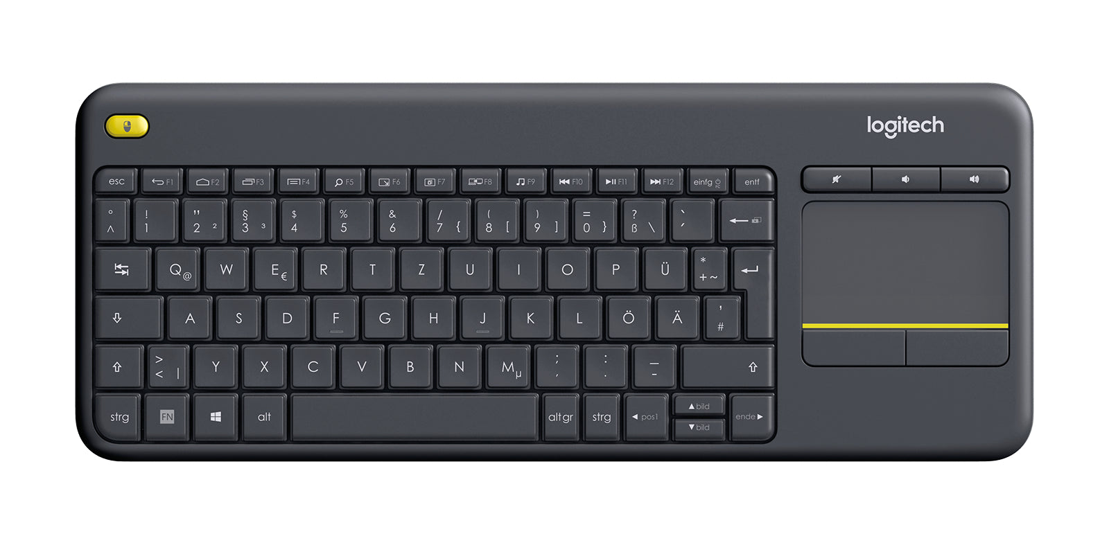 Logitech K400 Plus – Tastatur, kabellos (2,4 GHz), DE-Layout (DE) – für Windows, Android & ChromeOS