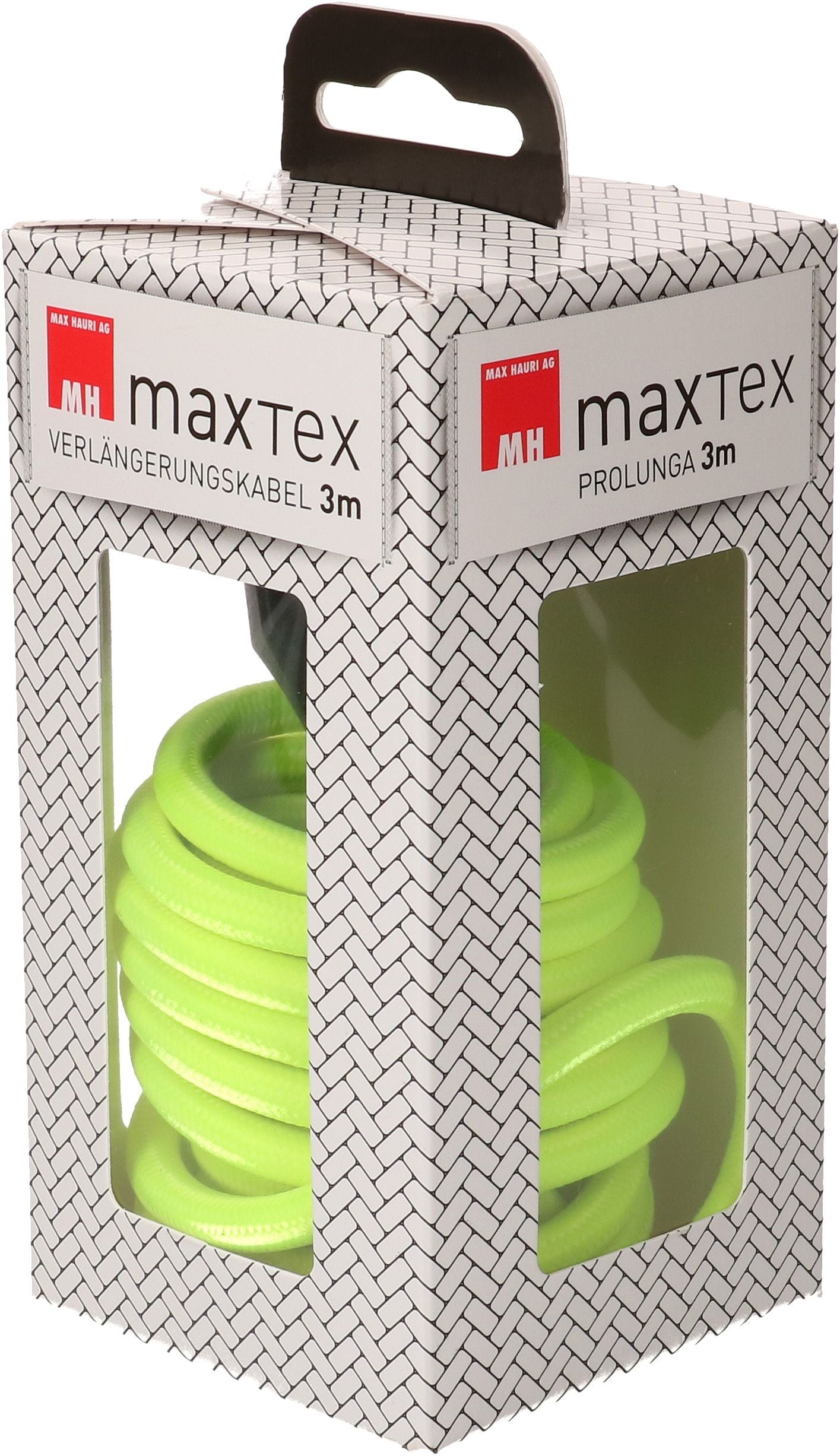 MaxTex Verlängerungskabel – T12–T13, 3 m, 3×1 mm², H05VV-F, Gelb