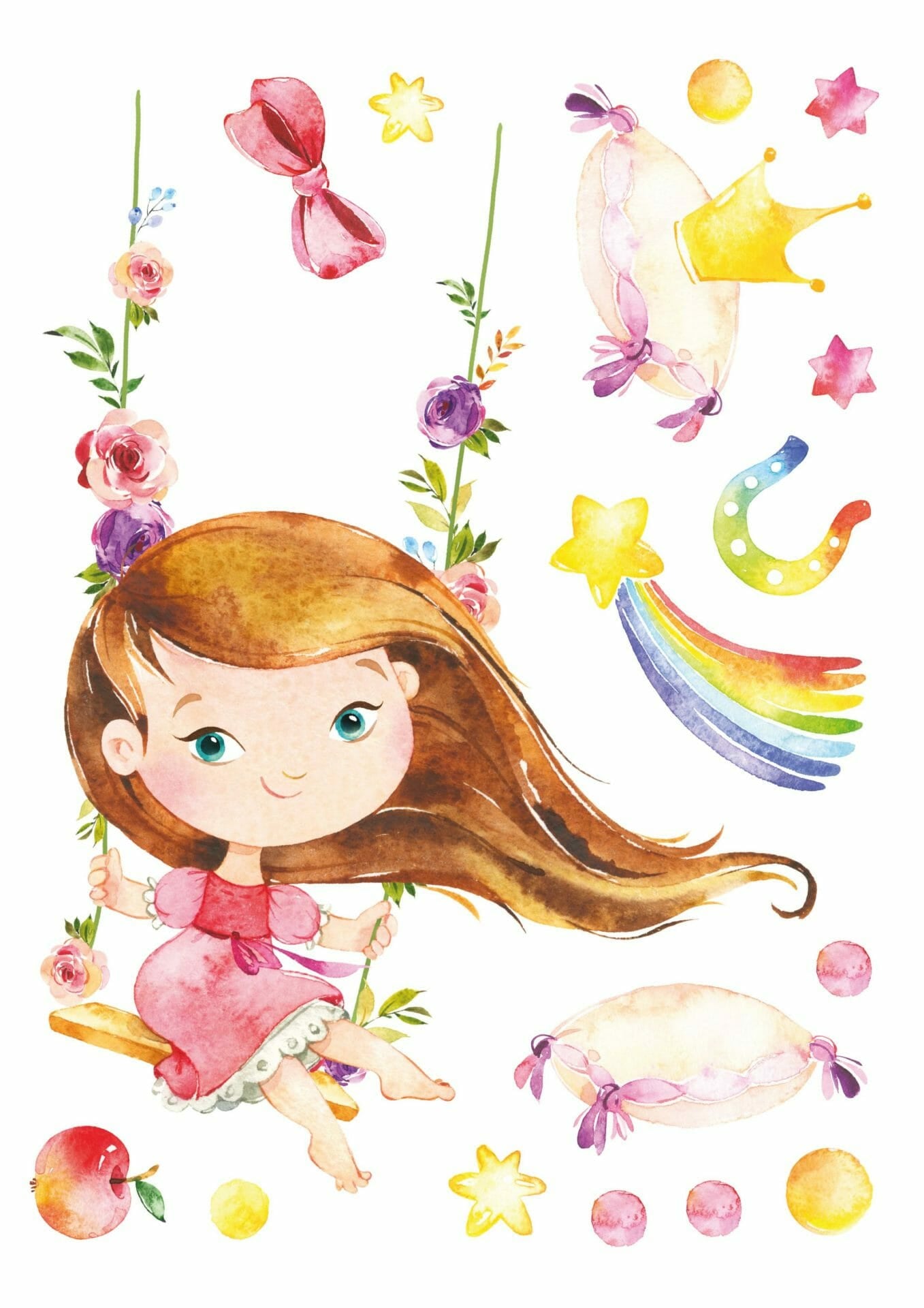 Papierdrachen Wandtattoo-Set – Einhorn – 22 × 30 cm – 8 Blätter – Papier, mehrfarbig