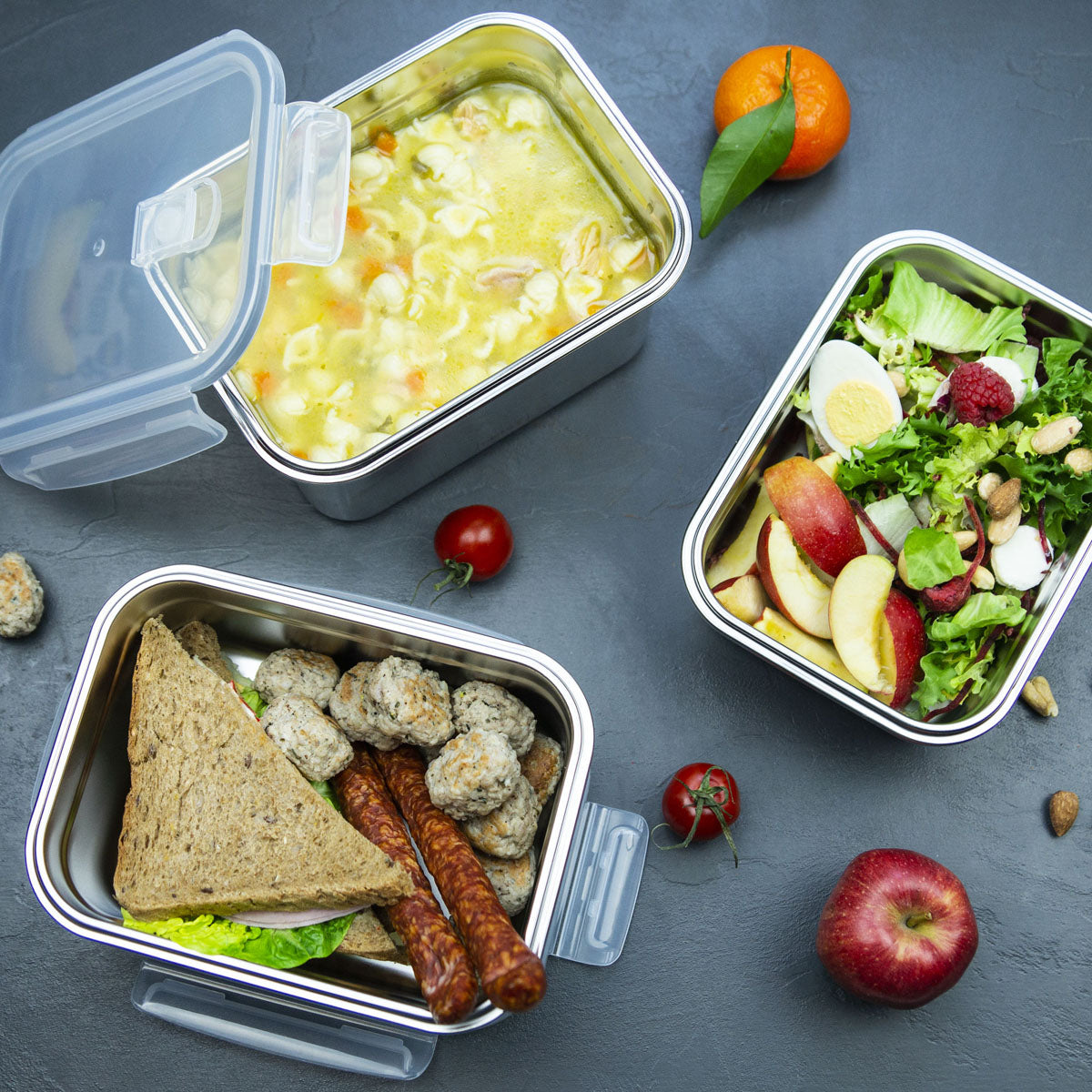 Lurch Lunchbox 800 ml, 17 × 6,5 × 12 cm, Edelstahl/Kunststoff, silber