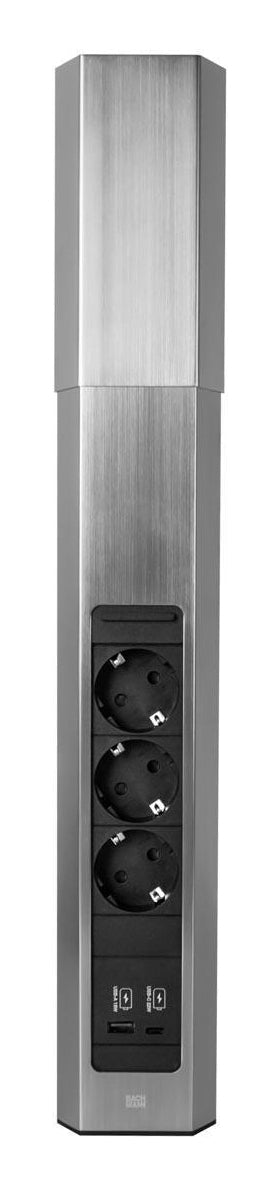 Bachmann Steckdosenleiste – 3×Schuko (Typ E/F), USB-A/USB-C 22 W, 2,0 m, IP20