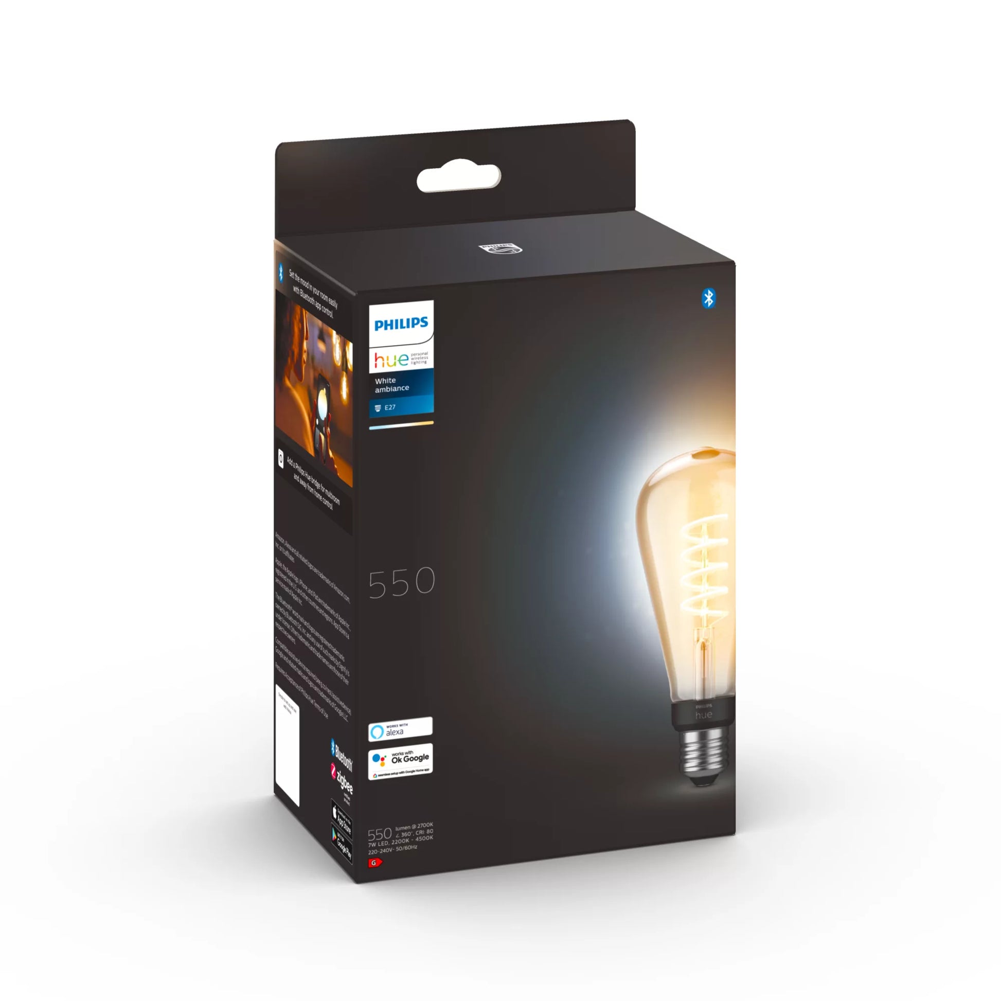 Philips by Signify Philips Hue Smart-Leuchtmittel E27 ST72 – Warmweiss–Kaltweiss, 375 lm, 7 W, Zigbee, Bluetooth – 1 Stk.